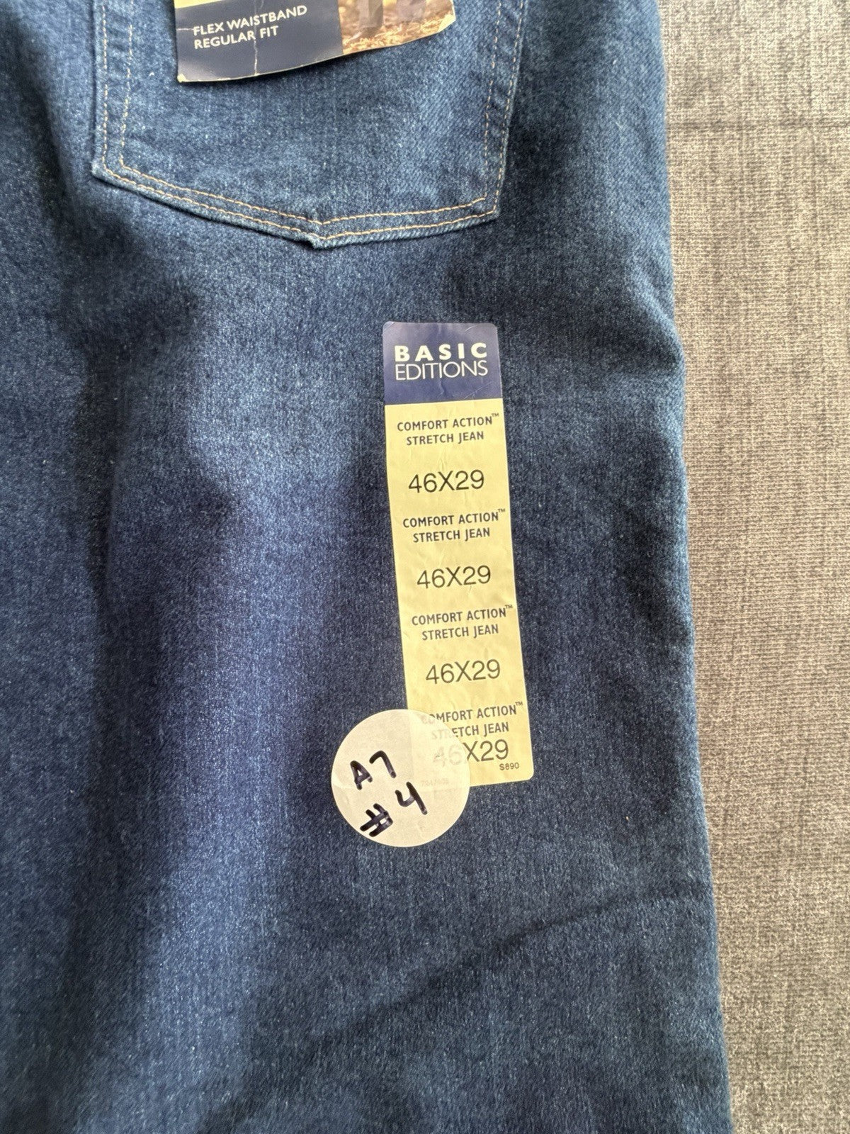 Basic Editions Regular Fit Flex Men’s 46W X 29L Denim Blue Dark Jeans NWT