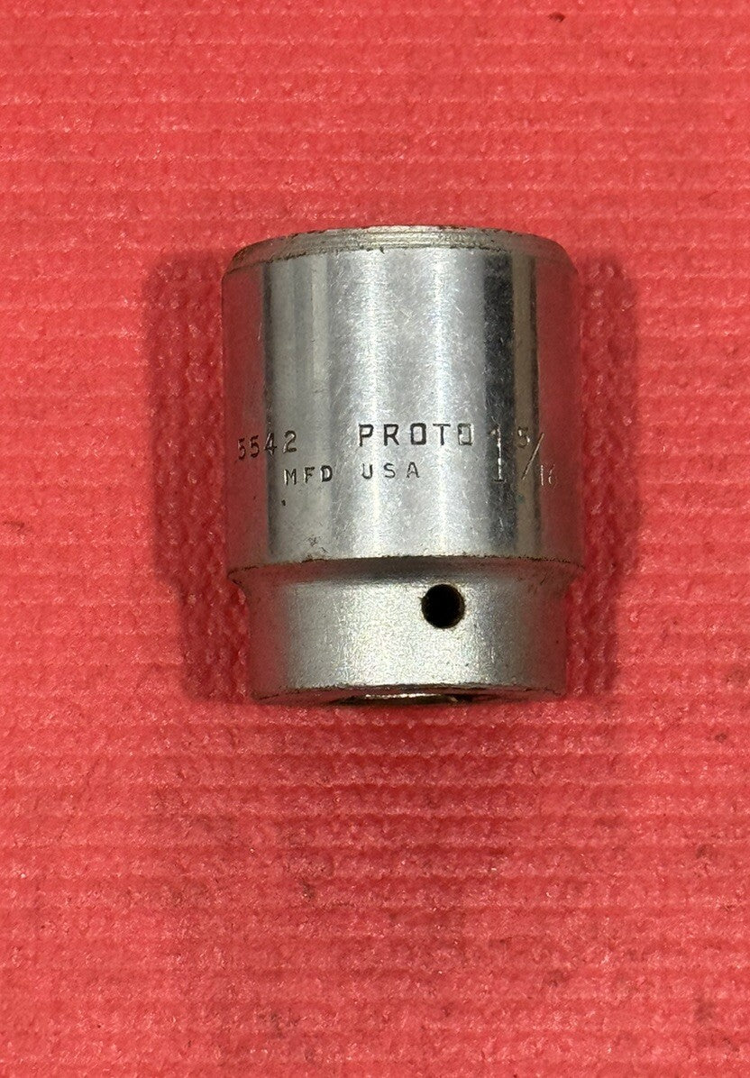 Vintage Proto 5542, 3/4" Drive Chrome 1-5/16" Socket 12PT Made in USA