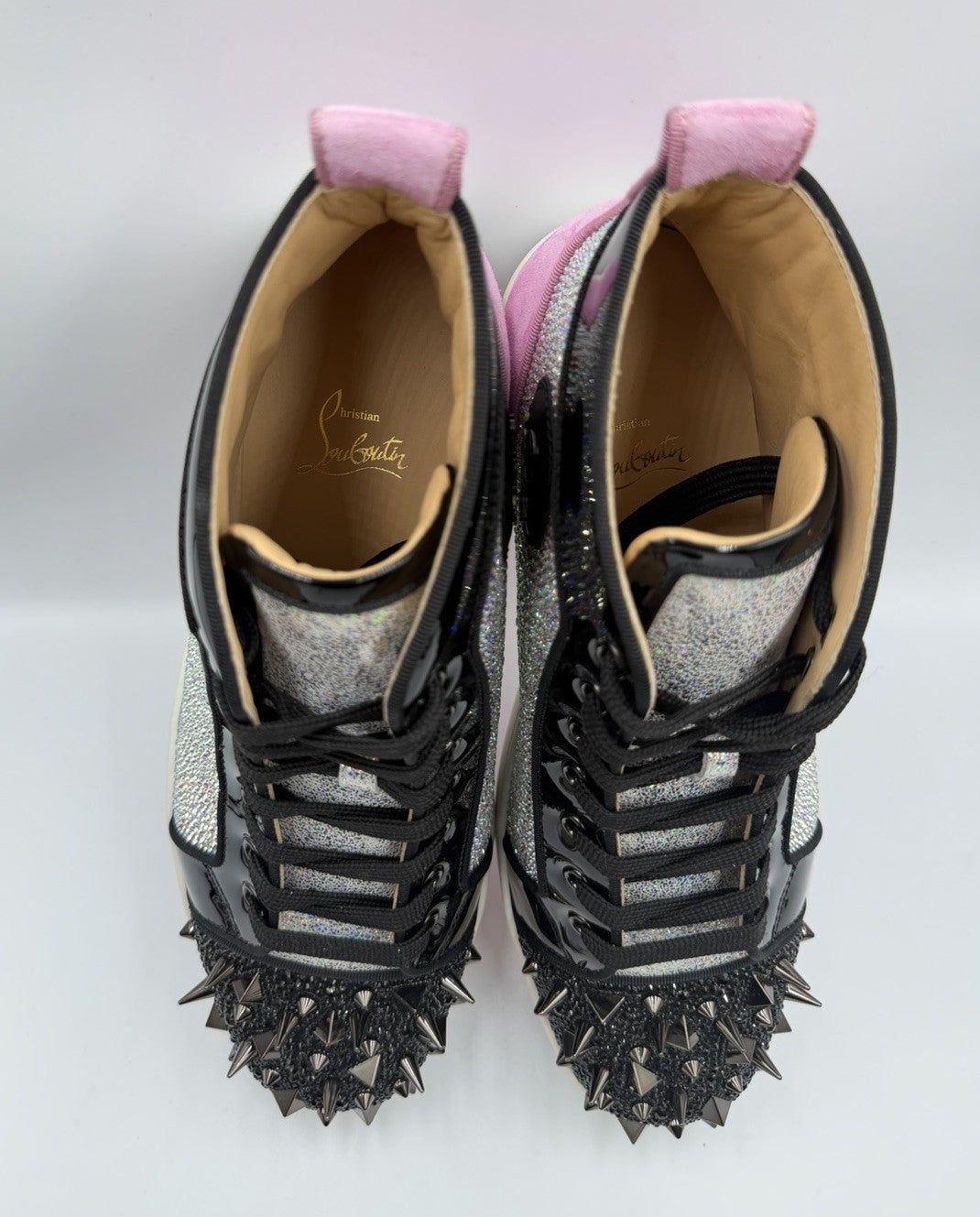 CHRISTIAN LOUBOUTIN Louis Strass Sneakers Pink High Swarovski Size 43 EU, 10 US