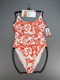 NWT Billabong One-Piece Swimsuit Women XL Orange Floral Sleeveless Summer Beach