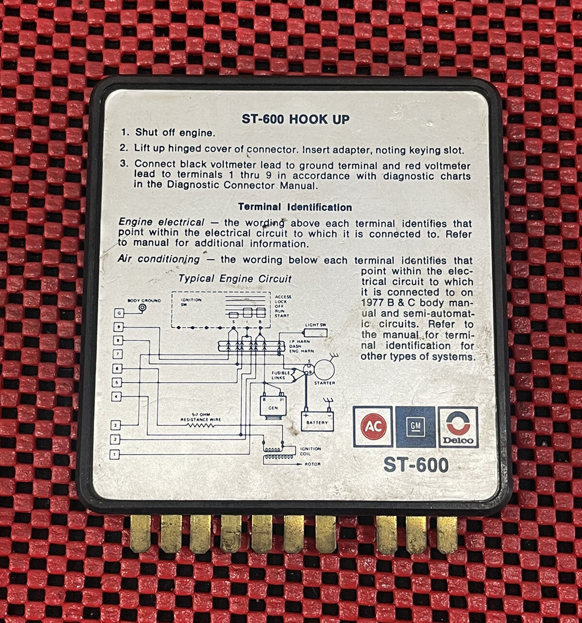 1977 AC DELCO DIAGNOSTIC ADAPTER ST600 B & C BODY GM CONNECTOR ADAPTER N2