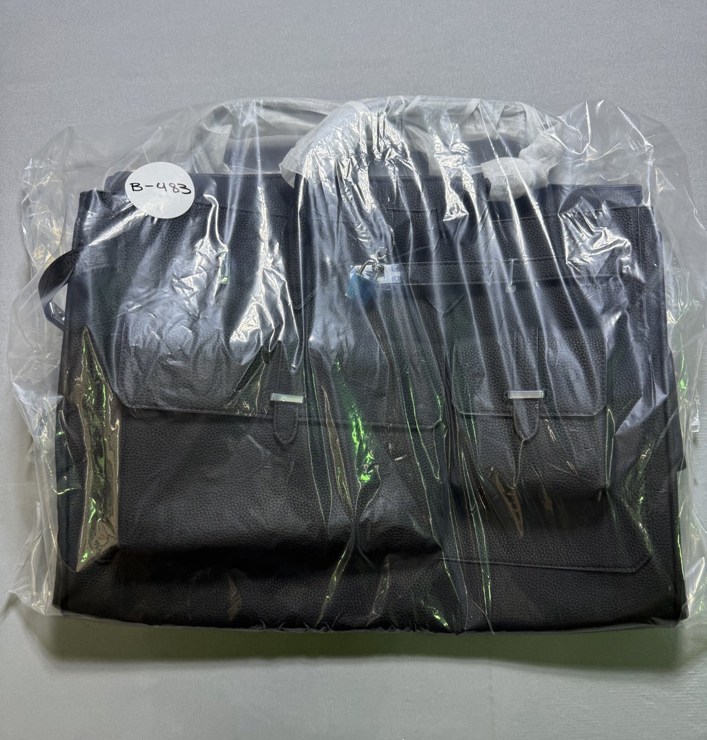 Luxe Weekender Bag Leather Cargo Bag Black Women's NEW