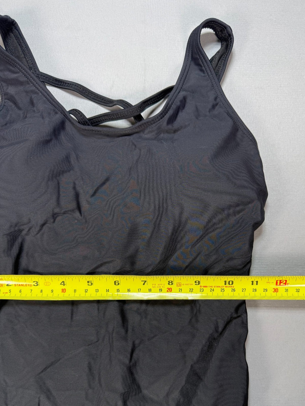 NWT Tempt Me Women One Piece Swimsuit Women's XS Black Ruched Tummy Criss Cross