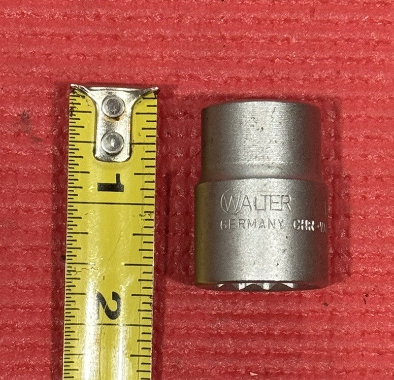 C Walter Germany NR. 1410 SAE 13/16” Shallow Socket 1/2” Drive 12 Point DIN3124