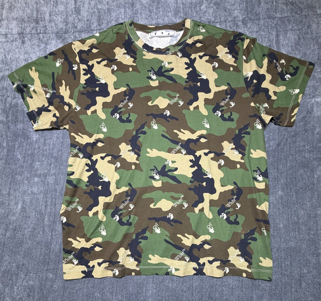 NWT Off-White Crew Neck Oversized T-Shirt Men's XL Green Camouflage Print Casual