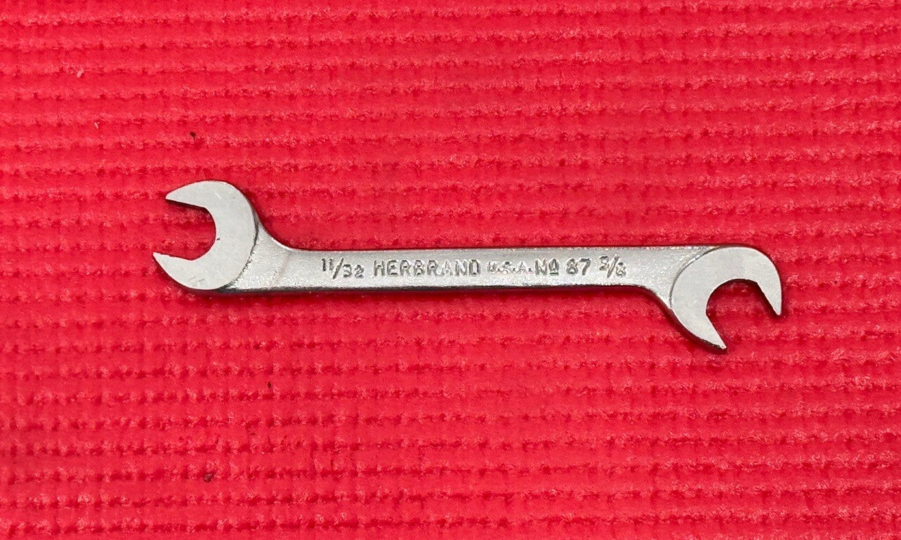 Vintage Herbrand No. 87 SAE 11/32" X 3/8" Mini Ignition Open End Wrench USA