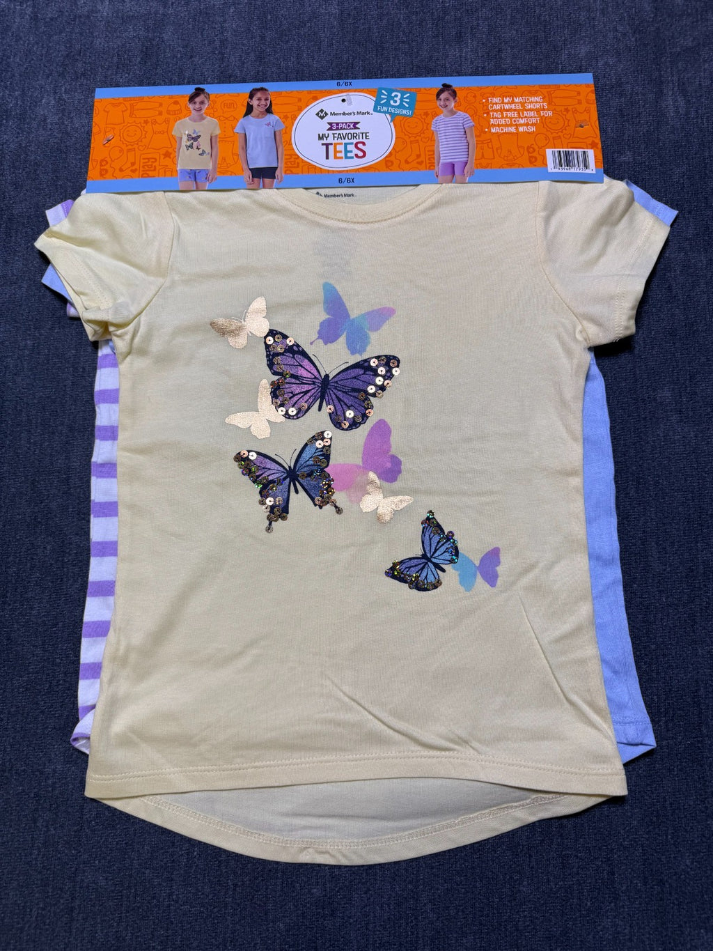 NWT Member's Mark My Favorite T-Shirts Girls 6/5X Multi Short Sleeve - Lot of 3