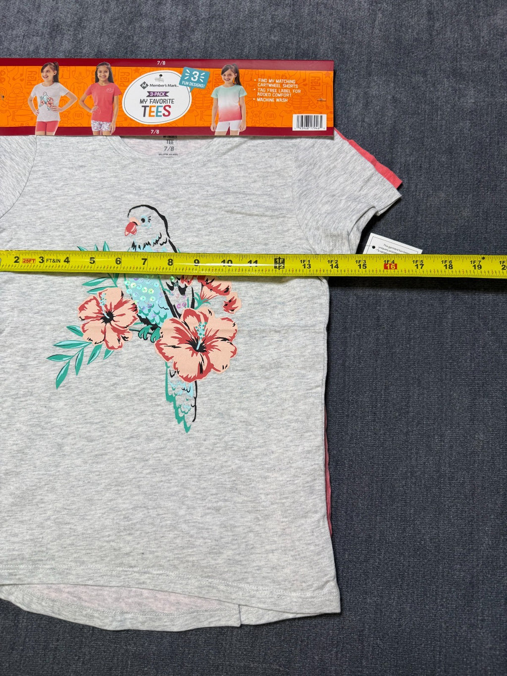 NWT Member's Mark My Favorite Active Tees Girls 7/8 Multicolor Hipster - 3-Pack
