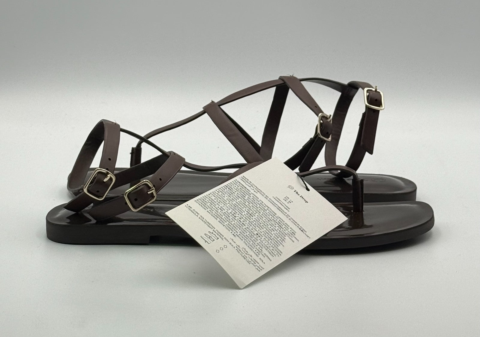 NWB The Drop Casper Gladiator Thong Ankle Sandals Women's 7.5 Brown Leather