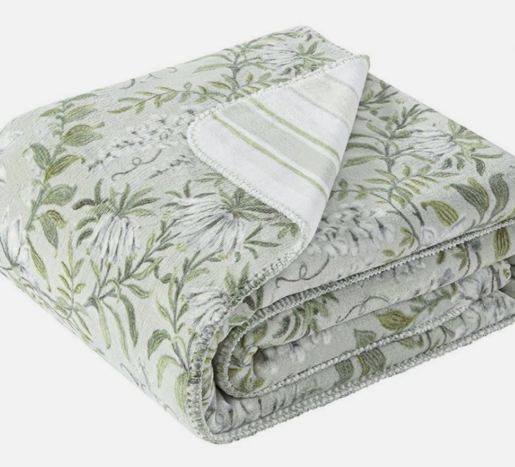 Laura Ashley Coco Luxe Plush Reversible throw blanket 60"x70" CHOOSE COLOR