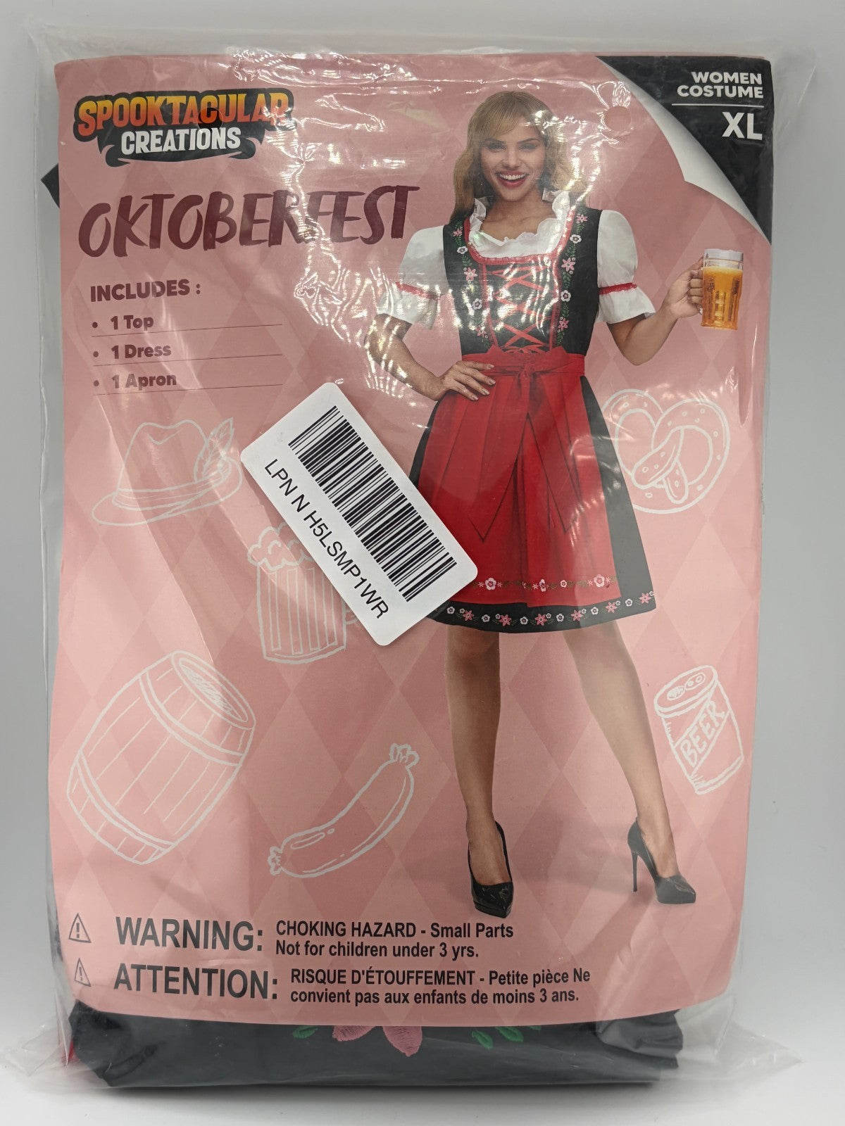 NWT Spooktacular Creations Oktoberfest Costume Women's XL Red Floral Halloween