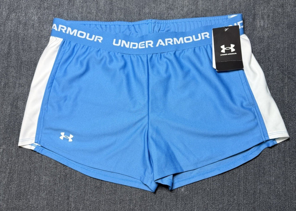 NWT Under Armour Tech Play Up Shorts Girls size YXL Ether Blue Drawstring