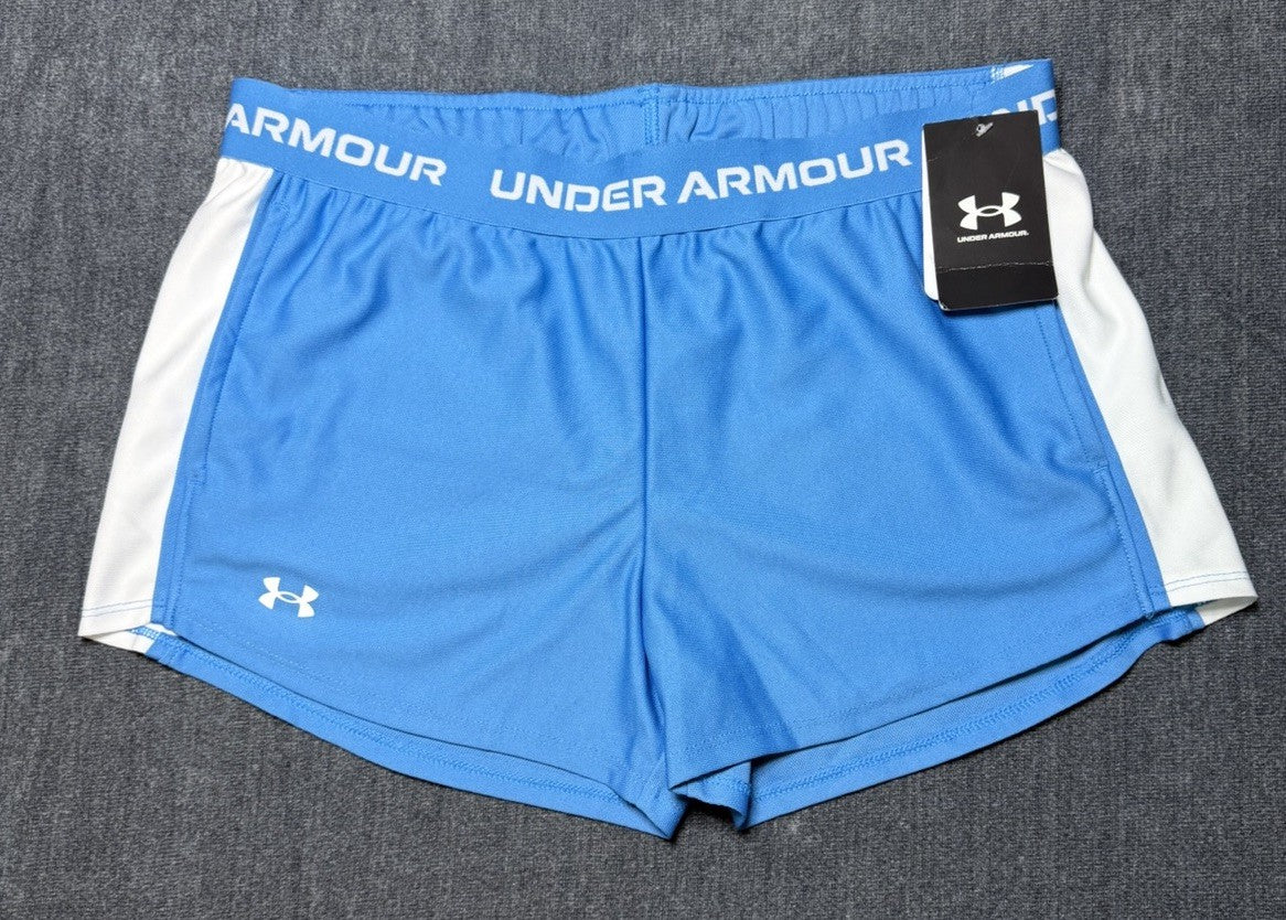 NWT Under Armour Tech Play Up Shorts Girls size YXL Ether Blue Drawstring