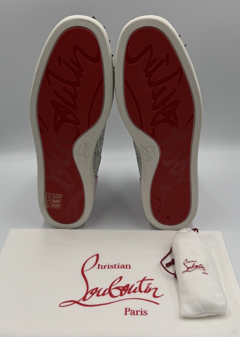 CHRISTIAN LOUBOUTIN Louis Strass Sneakers Pink High Swarovski Size 43 EU, 10 US