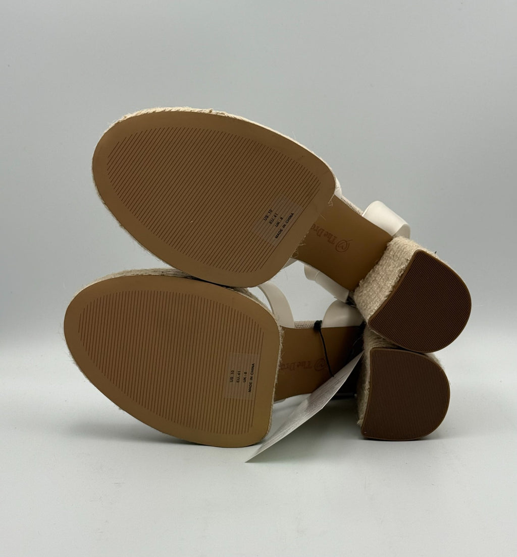 New The Drop Bea Platform Heels Sandals Women's 10 White Ankle Strap Fashion