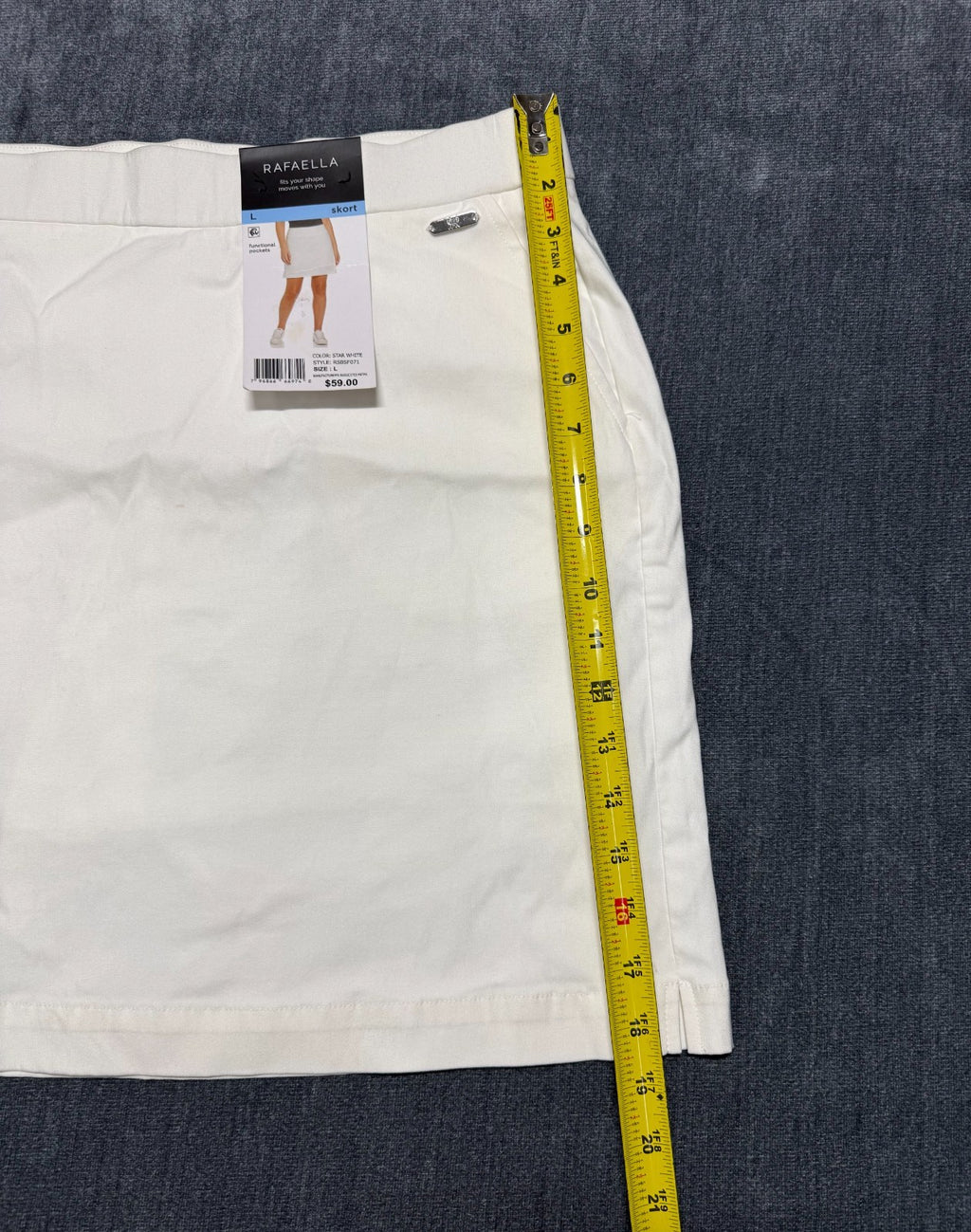 NWT Rafaella Comfort Waistband Skort Women's Large White Front Pockets Stretch