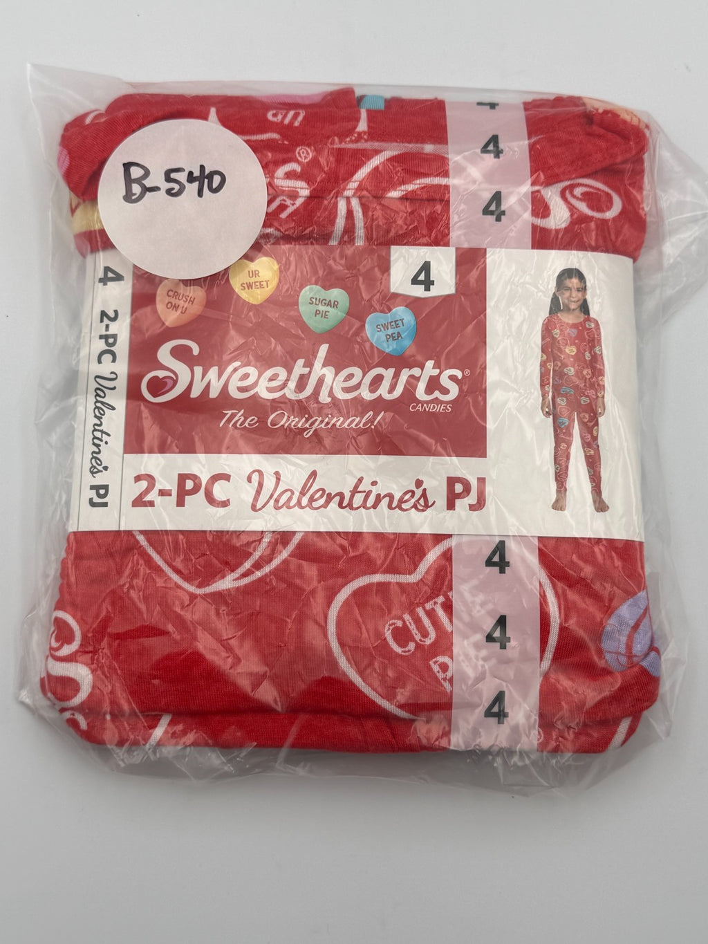 NWT Sweethearts Valentines Candy Hearts Print Pajama Set Girls 4 Red Casual Wear