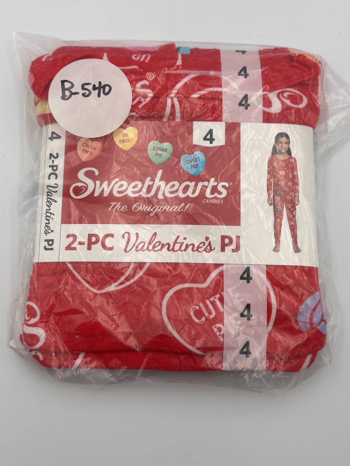 NWT Sweethearts Valentines Candy Hearts Print Pajama Set Girls 4 Red Casual Wear
