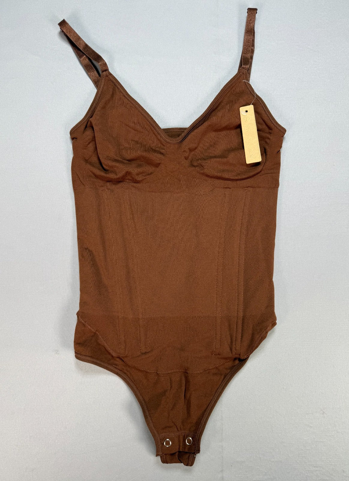 NWT SHAPELLX Thong Shaper Bodysuit Women's XL/XXL Brown Stretch Tummy Control