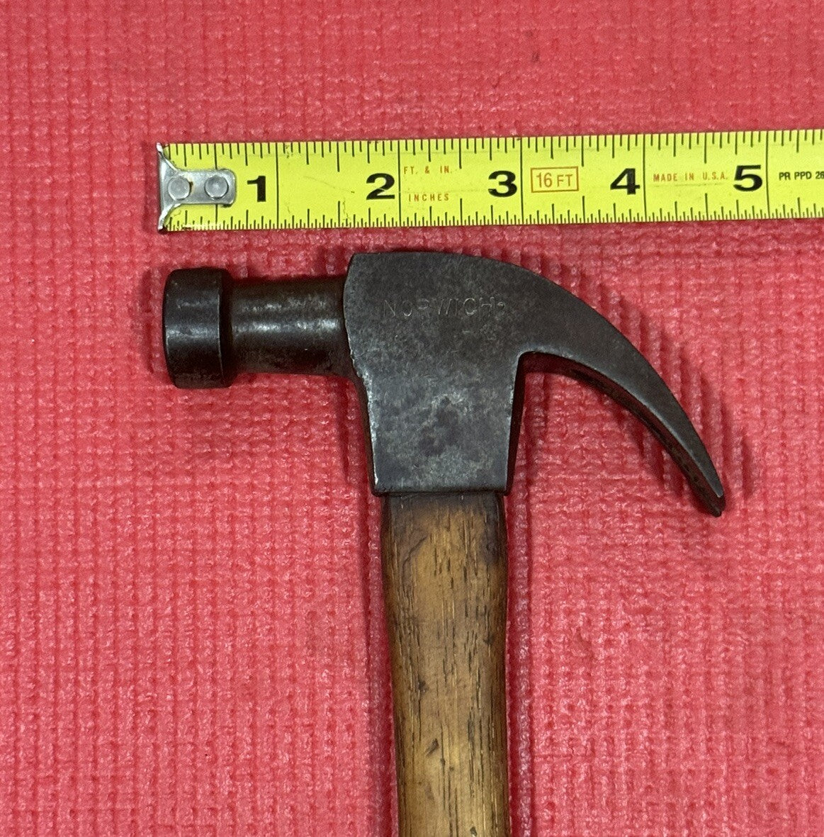 VINTAGE NORWICH 17 oz CLAW HAMMER W/Og Wood Handle- Very Rare- ONLY ONE ON EBAY!