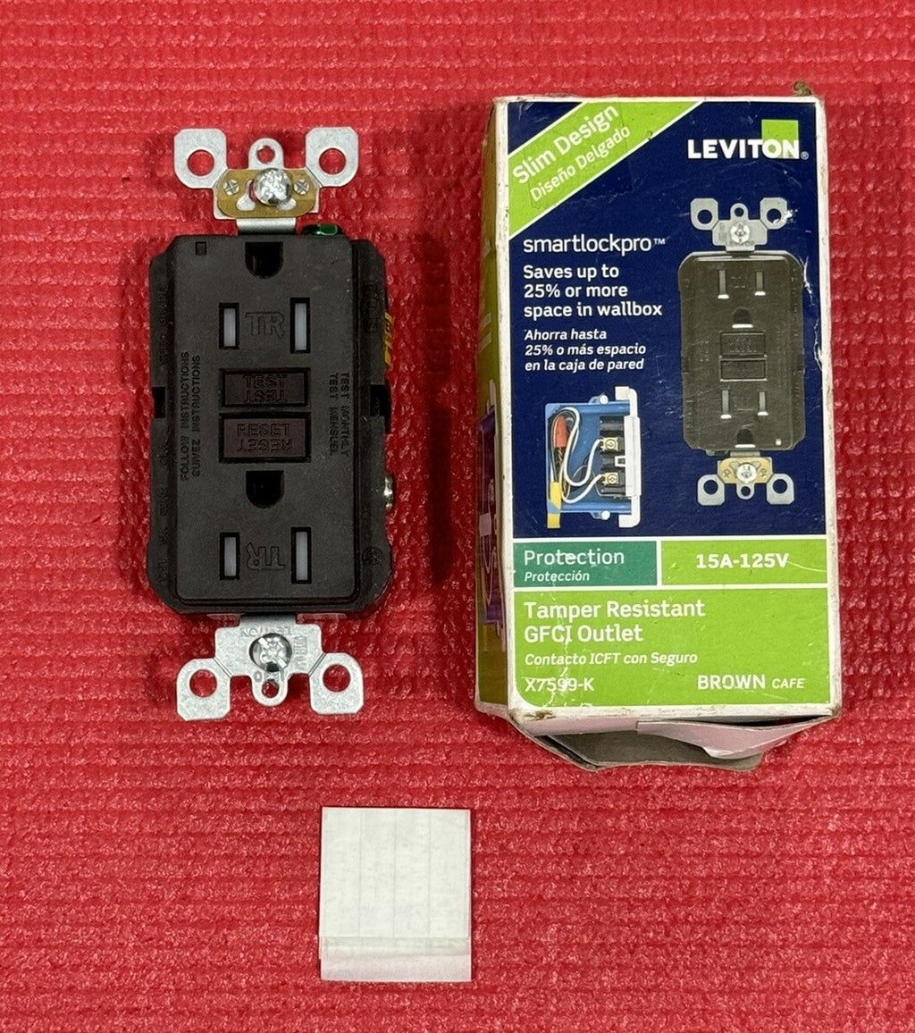 New Leviton 15A, 125V SmartlockPro Tamper Resistant GFCI Outlet, Black X7599-K