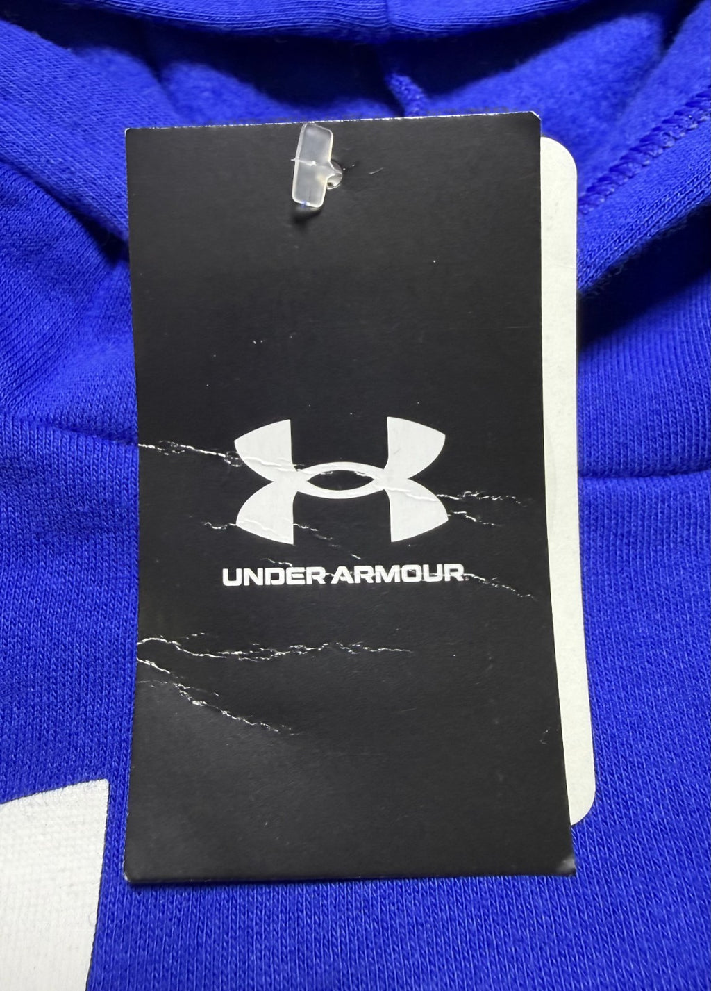 NWT Under Armour Rival Fleece Hoodie Boys Youth Small Blue Logo Ribbed Cuffs