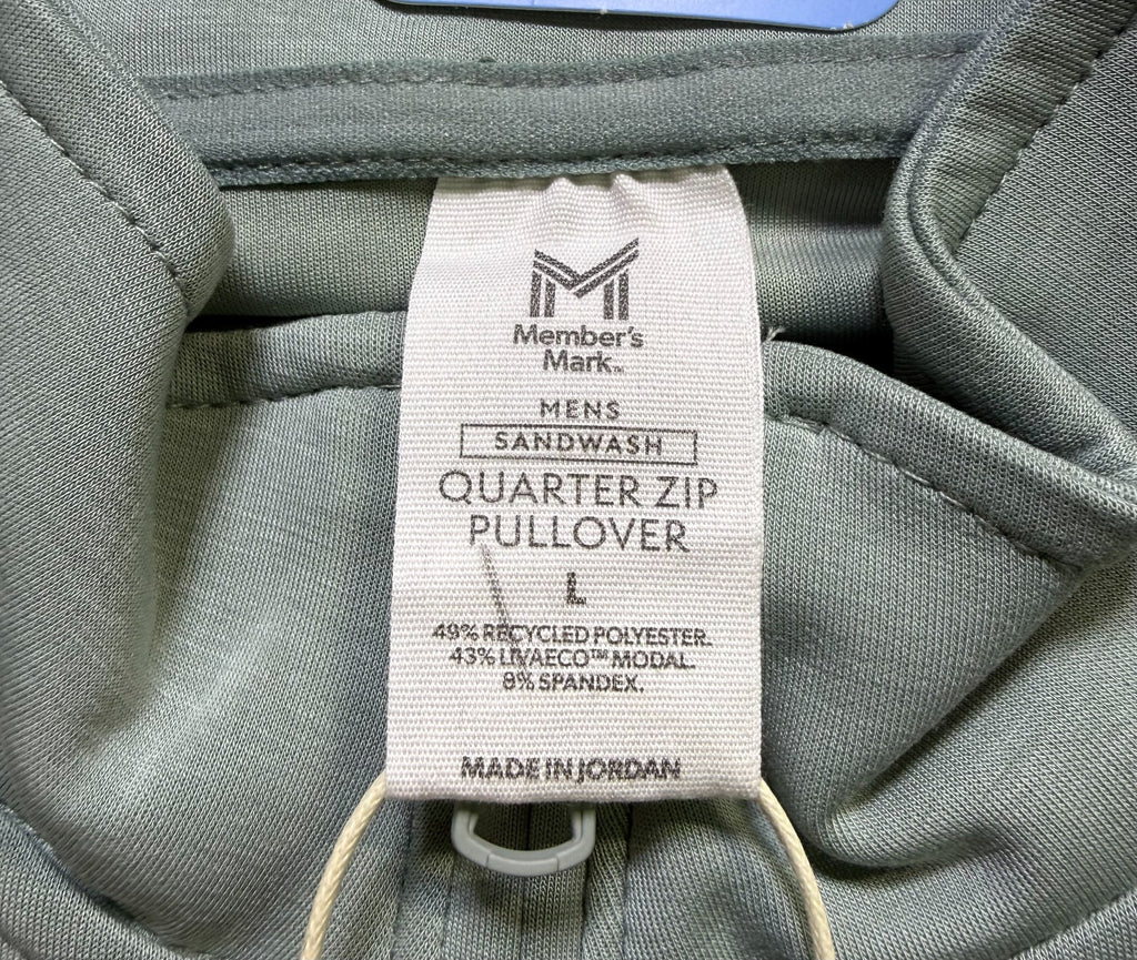 NWT Member's Mark Sandwash Quarter-Zip Pullover Sweatshirt Men's Large Green