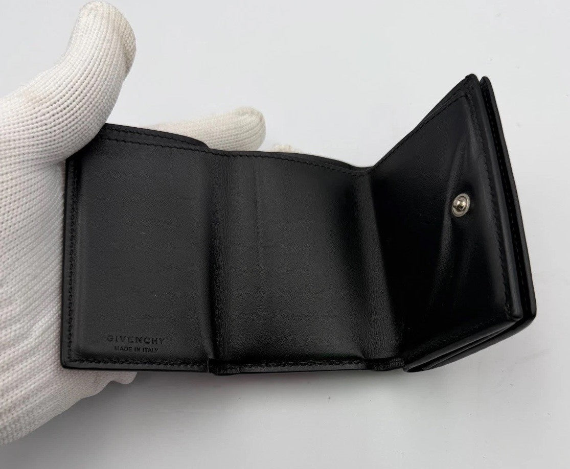 Givenchy Paris Trifold Wallet Men's Red Leather Black Trim Fashion Card Holder