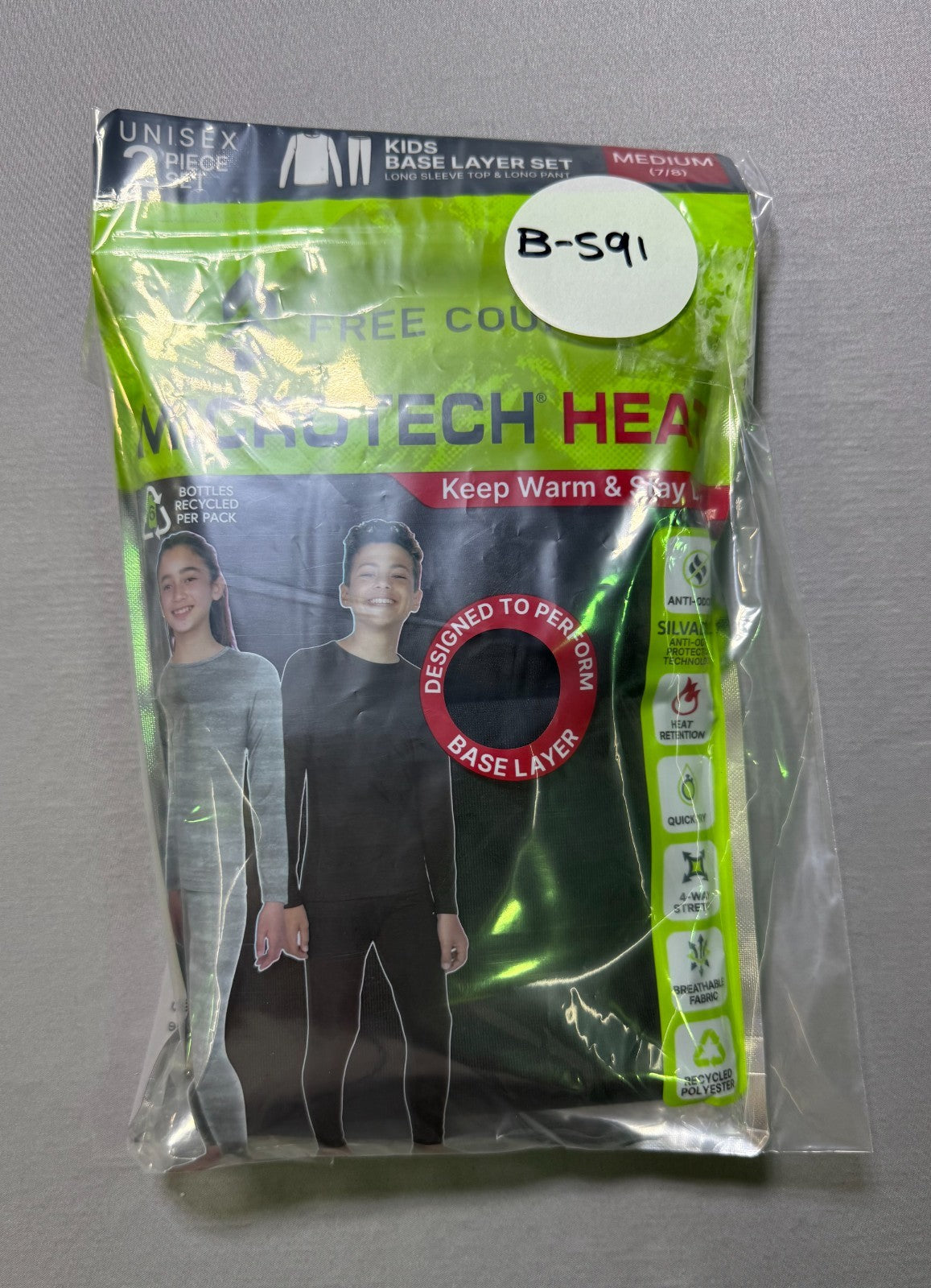 Free Country 2-Piece Base Layer Long Sleeve & Pant Set Youth Unisex Medium Black