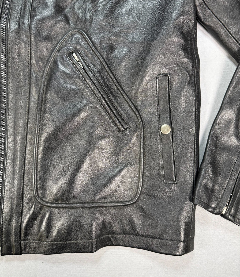 Real Leather Harley Davidson Embroidered Mens Small Motorcycle Biker Jacket
