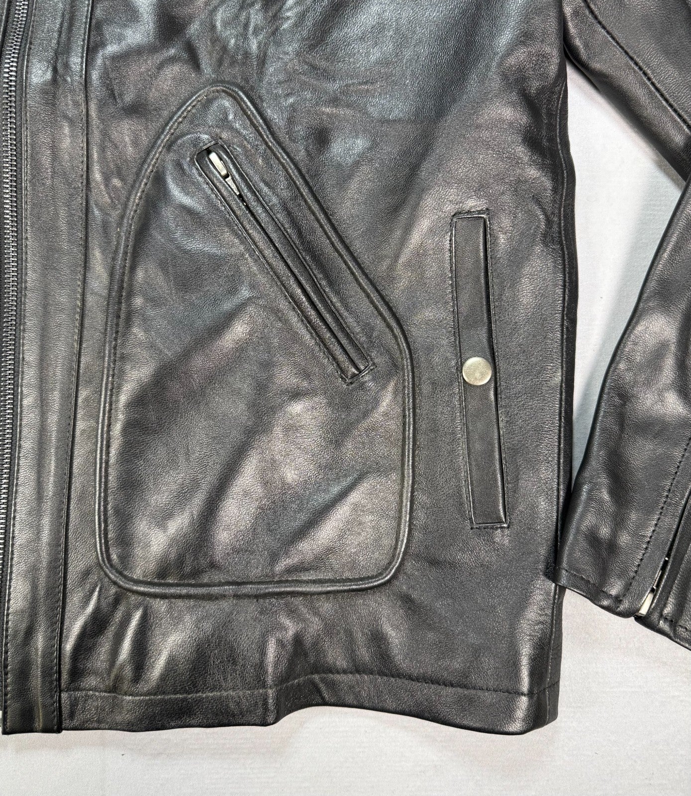 Real Leather Harley Davidson Embroidered Mens Small Motorcycle Biker Jacket