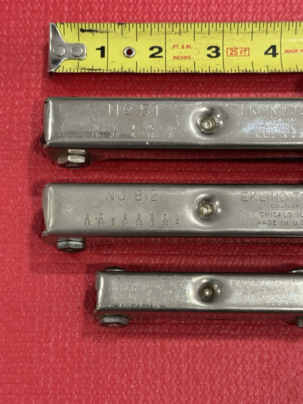 EKLIND TOOLS FOLDING HEX KEY ALLEN WRENCHES No.51,812,91-S  Chicago USA 3 Pc Lot