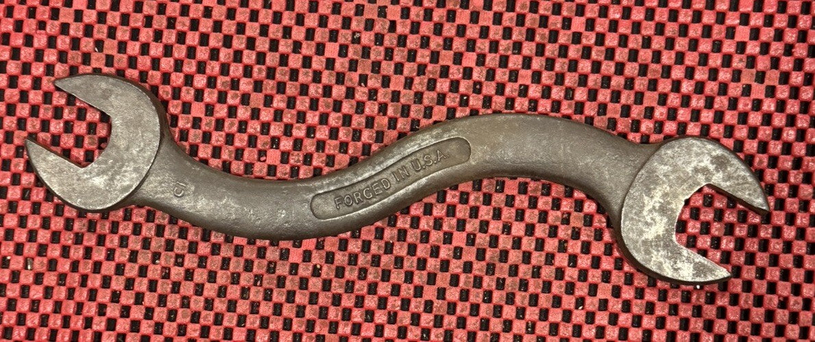 Vintage Fulton C1 Curved "S" Shaped, Open End Wrench 7/8”x 25/32” Made In USA N5