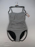 NWT DKNY Bandeau Maillot One-Piece Swimsuit Women's Small Black White Beach