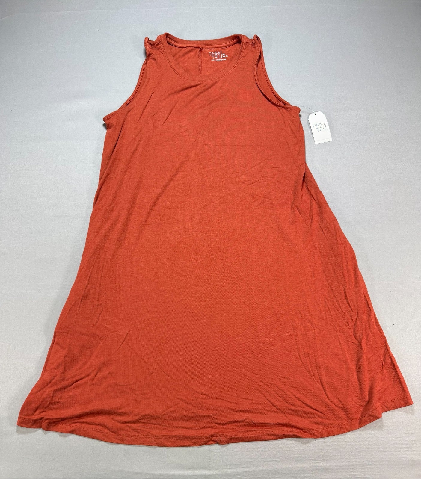 Time And Tru Sleeveless Sweater Dress Women's XL Rusty Bronze Knit Round Neck