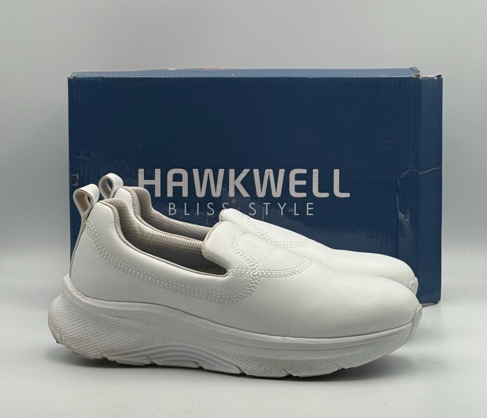 New Hawkwell Slip On Arch Support Nursing Shoes Women's 10 White Leather Low Top