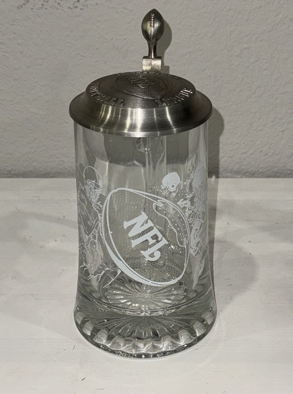 NFL National Football League Licensed Germany Bar Ware Etch Glass Beer Stein Mug