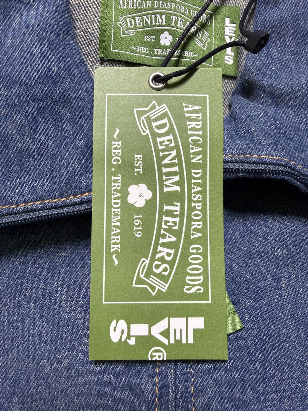 NWT Levi's X Tears Denim Track Jacket Men's Small Blue Full-Zip Collared Pockets