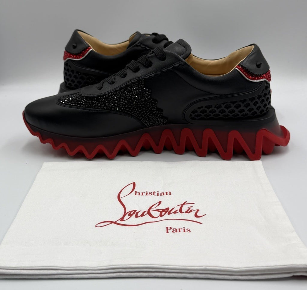 Christian Louboutin Loubishark Sneakers Leather Swarovski Crystal Size 43.5 EU