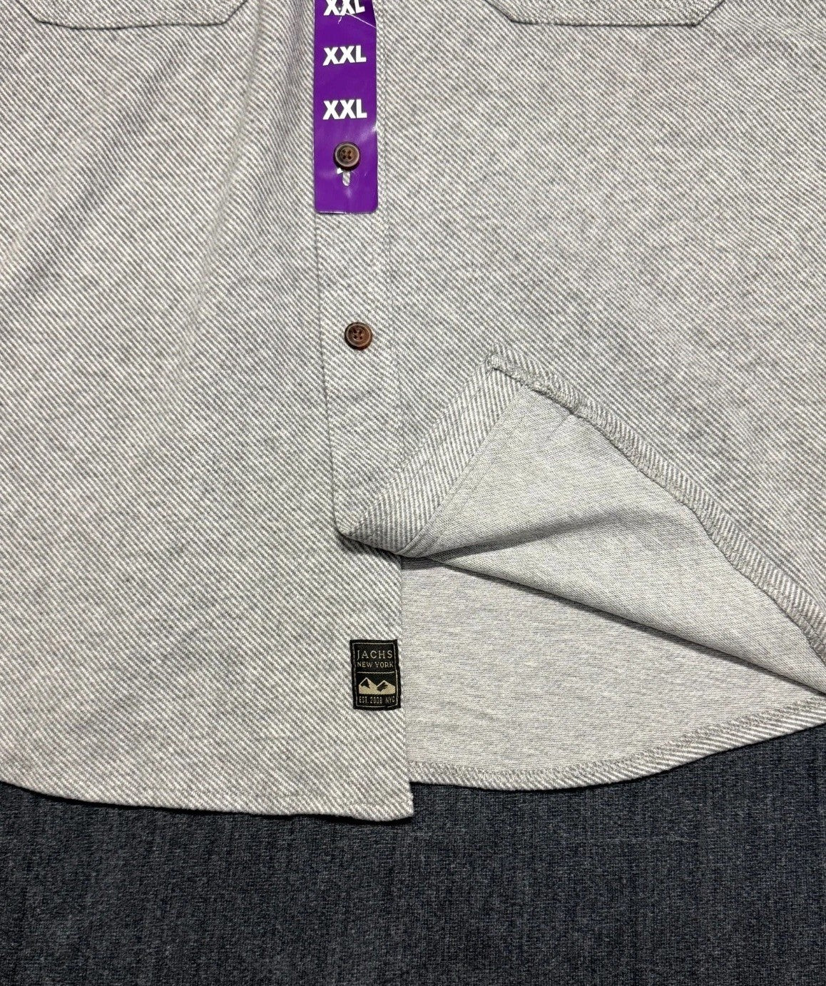 NWT Jachs New York Knit Button-Up Shirt Men's 2XL Light Gray Long-Sleeve Pockets