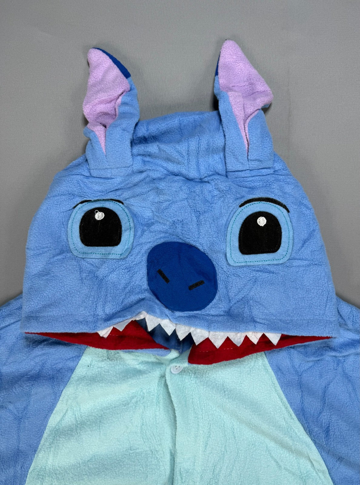 Disney Lilo & Stitch One Piece Costume Fleece Hooded Pajamas Adult Large Blue