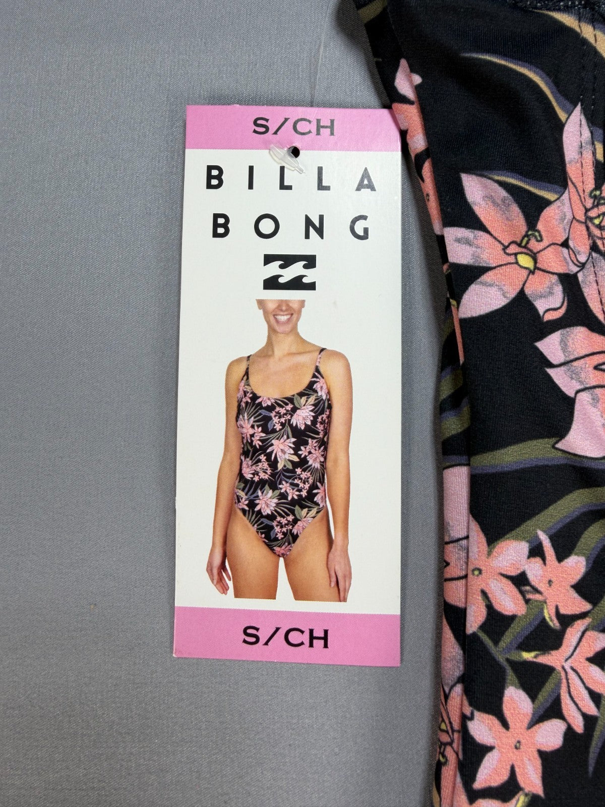 NWT Billabong One-Piece Swimsuit Women Small Black Floral Sleeveless Summer Gear