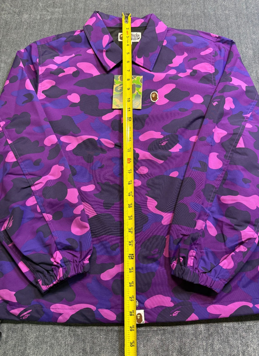 NWT A Bathing Ape Camo Coach Jacket Men's Small Pink Purple Long Sleeve Casual