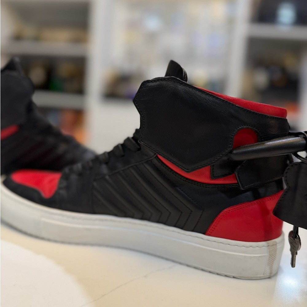 Buscemi Black and Red High-Top Sneakers