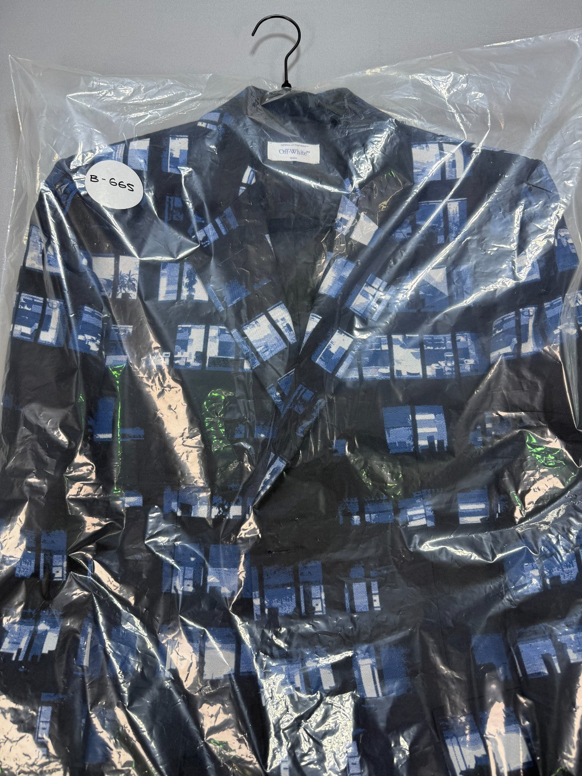 NWT Off-White Crystal Windows Print Blazer Men 50 Blue Black Long Sleeve Office