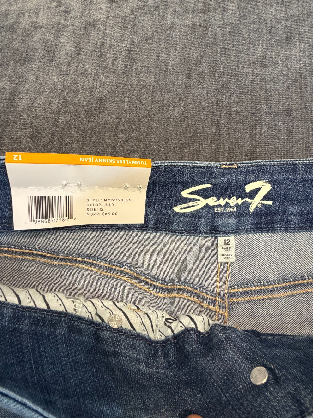NWT Seven7 Skinny Jeans Women's 12 Blue Denim High Rise Stretch Casual 5-Pockets