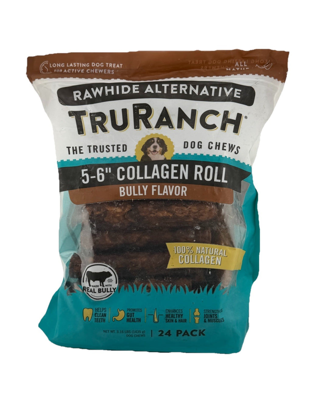 TruRanch Collagen Roll Dog Treat Chews, Bully Flavor - 24 Count
