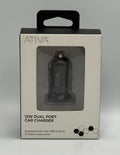 Ativa Dual USB Car Charger 12 Watts Total Power Adapter Plug for iPhone Android