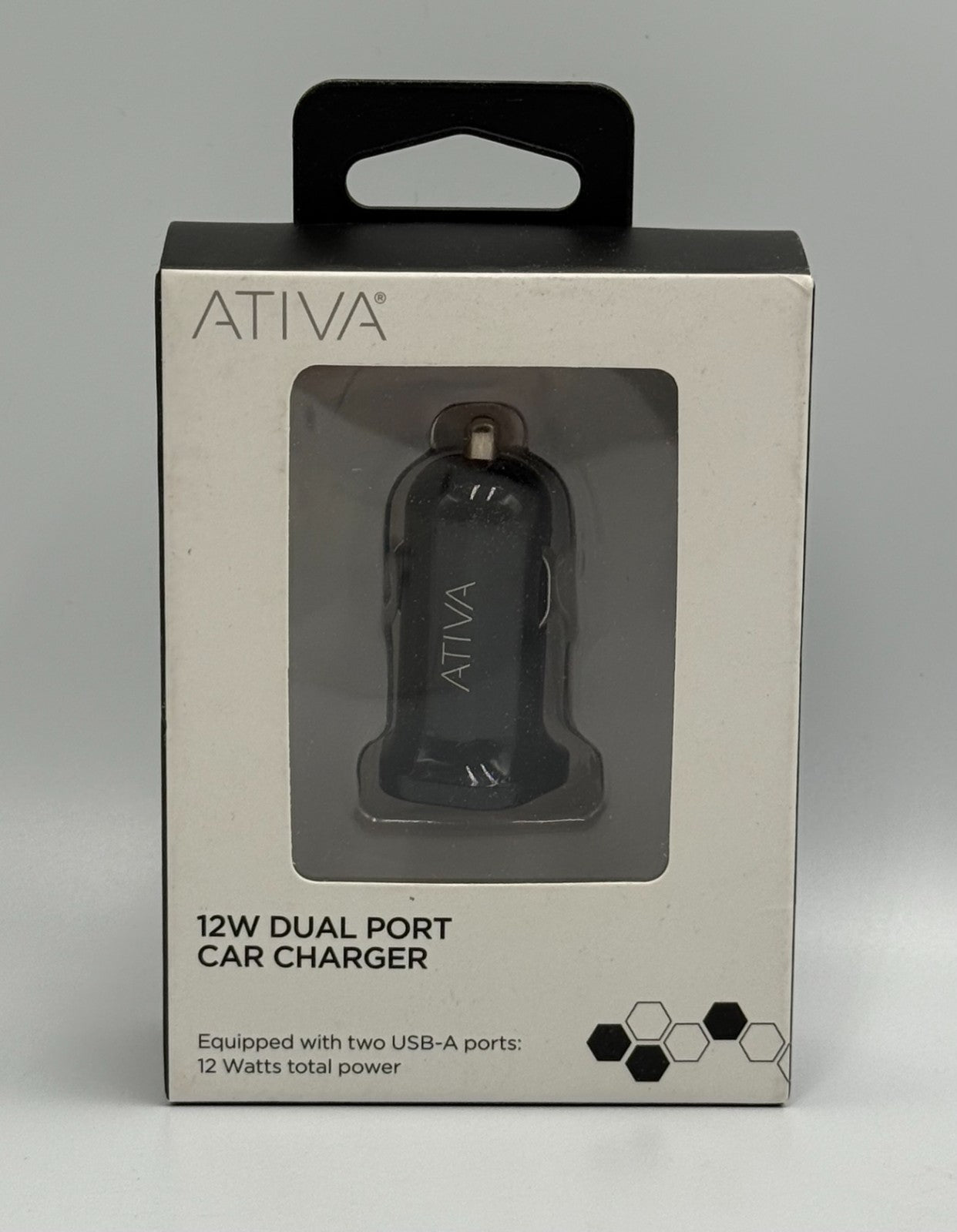 Ativa Dual USB Car Charger 12 Watts Total Power Adapter Plug for iPhone Android
