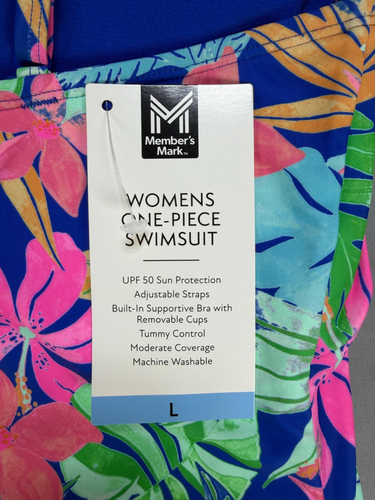 Member's Mark One-Piece Swimsuit Women Large Multicolor Floral Adjustable Strap